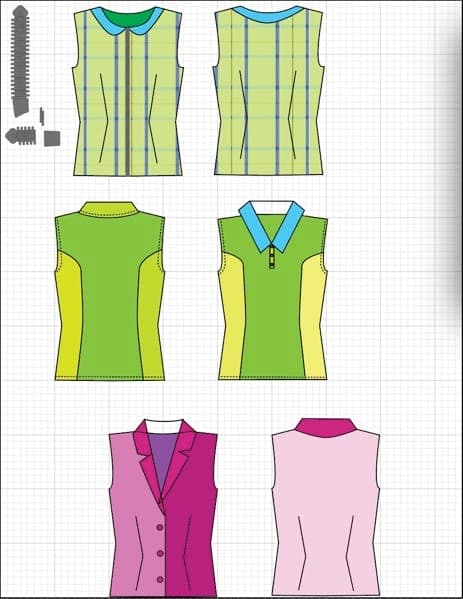 Technical flats: layered vest and top variations