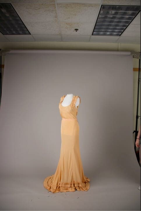 Original evening gown designed and constructed by Lauren Peyton, shown on a dress form