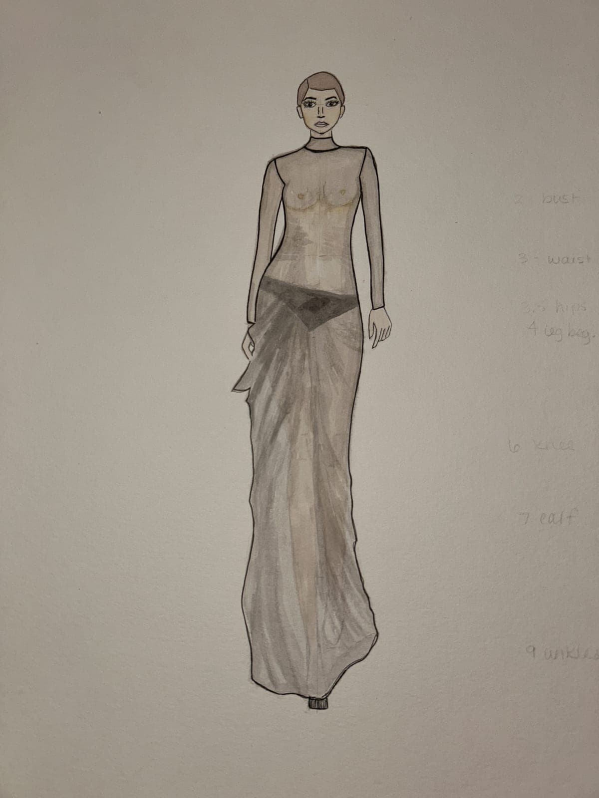 Fashion illustration: floor-length evening gown